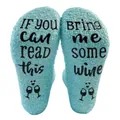 Detalle de calcetines de vellón de coral con letras antideslizantes de tema de vino - Talla única / Verde