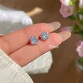 Elegante funkelnde S925 Sterling Silber 7mm Ohrstecker mit Zirkonia für Damen - 925er Silber / Vier-Krallen-Ohrstecker (7mm)