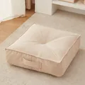 Cuscino da pavimento beige giapponese spesso di qualità con manico per uso domestico. - Velluto Fiocco Di Neve [quadrato] Bianco Sporco / 40*40*15 [granuli Di Eps Comfort]