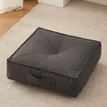 Comodo cuscino da terra futon quadrato grigio scuro con pratica maniglia laterale - Velluto Fiocco Di Neve [quadrato] Grigio Scuro / 40*40*15 [granuli Di Eps Comfort]