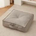 Comodo cuscino da pavimento giapponese quadrato grigio per tatami con manico laterale - Velluto Fiocco Di Neve [quadrato] Grigio Chiaro / 40*40*15 [granuli Di Eps Comfort]