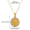 Detailed dimensions for the 18k gold plated stainless steel portrait pendant necklace - Woven Edge Portrait Circle (N07735G)