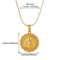 Gold plated stainless steel Virgin Mary necklace with detailed 23mm pendant size - Portrait Relief Gold (N07743G)