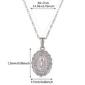 Detailed size chart for a stainless steel portrait pendant necklace with rhinestone accents - Icon Relief Oval (N07740P)