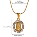 Detailed measurements of 18k gold plated stainless steel portrait pendant necklace - Oval Virgin Mary Gold (N07747G)