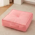 Comfortable square pink floor cushion for Japanese style home tatami seating area - 40x40x15cm / Square (Snow Velvet) / Peach Blossom Pink