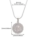 Detail view showing 23mm Virgin Mary pendant and 40+5cm necklace chain dimensions. - Portrait Relief Silver (N07743P)