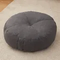 Premium round dark grey Japanese meditation floor cushion with durable carry handle - Round (Snow Velvet)