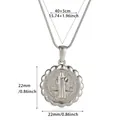 Detailed dimensions of silver St. Benedict pendant necklace with measurements - Round St. Benedict Silver (N07741P)