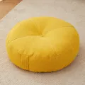 Yellow Japanese style round floor cushion for tatami seating and home decor - 40x40x15cm / Round (Snow Velvet) / Lemon Yellow