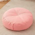 Japanese style round pink floor cushion pouf for tatami and minimalist living room - 40x40x15cm / Round (Snow Velvet) / Peach Blossom Pink