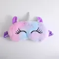 Colorful gradient unicorn plush sleep eye mask with soft faux fur and elastic strap - Curled Lashes Colorful Purple