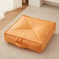 Japanese style square floor cushion in warm orange with convenient carry handle for home - 40x40x15cm / Square (tech Fabric) / Orange