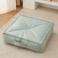 Japanese style square thick floor cushion in seafoam green color with a portable handle - 40x40x15cm / Square (tech Fabric) / Mint Green