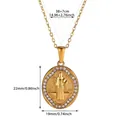 Detailed size guide for 18k gold plated stainless steel portrait pendant necklace - Oval Saint Benedict Medal (N07738G)