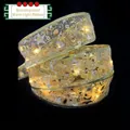 Gold bronzing ribbon LED light string with warm white glow for Christmas decor - 5cm Width - 2m 20 LEDs - 2AA Battery Case / Gold Ribbon - Warm Light