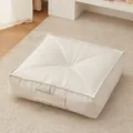 Comfortable beige square futon floor cushion with side handle for tatami home decor - 40x40x15cm / Square (tech Fabric) / Off White