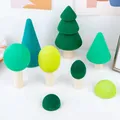 Set of educational wooden forest tree toys and colorful blocks for child room decor - Forest (Basswood) Matte
