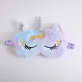 Colorful plush unicorn sleeping eye mask with soft gradient fur and elastic strap - Rainbow Lashes Colorful Blue