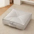 Thick square grey Japanese futon seat cushion with handle for floor tatami seating - 40x40x15cm / Square (tech Fabric) / Light Gray