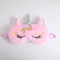 Adorable pink plush unicorn sleeping eye mask for girls with soft plush material - Rainbow Lashes Colorful Pink