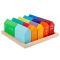 Set di blocchi di costruzioni in legno colorati a forma di casa per bambini - Casa in Tiglio (Opaco)