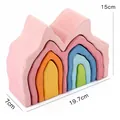 Blocchi in legno impilabili a forma di montagna arcobaleno per gioco Montessori - Corallo (Opaco)