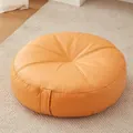 Comfortable round orange Japanese floor pouf cushion with handle for home tatami decor - 40x40x15cm / Round (tech Fabric) / Orange