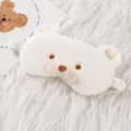 Adorable white plush bear sleep eye mask with soft elastic strap for restful sleep - Bear