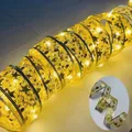 Warm yellow LED ribbon string lights with gold star and music note patterns for Christmas - 3.8cm Wide [gold Ribbon - Warm Tone] / 0.5m5 Led - Usb Constant On Model