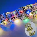 Double-layered bronzed satin LED ribbon string lights with gold star pattern and colorful glow - 3.8cm Wide [gold Ribbon - Colorful] / 0.5m5 Led - Usb Constant On Model
