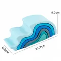 Blocchi impilabili in legno a forma di onda blu, dimensioni 21,7 x 6,2 x 9,2 cm. - Onda (Opaco)