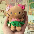Hello Kitty plush keychain in Hawaiian hula outfit with pink shell bikini and flowers - Grass Skirt [hawaii Kt]