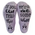 Calcetines suaves de forro polar lavanda con divertido texto antideslizante de vino. - Talla única / Púrpura Claro