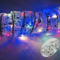 LED Christmas ribbon string lights with star and music note patterns for tree decor - 3.8cm Wide [silver Ribbon - Colorful] / 0.5m5 Led - Usb Constant On Model