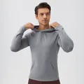 Felpa sportiva con cappuccio da uomo slim fit grigio mélange, asciugatura rapida gym - S / Grigio Chiaro