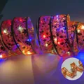 Glowing LED Christmas ribbon string light decoration with star and musical note patterns - 3.8cm Wide [red Ribbon - Colorful] / 0.5m5 Led - Usb Constant On Model