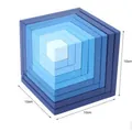 Blue gradient nesting wooden cube blocks educational toy set for children 10cm size - Cube (Blue)