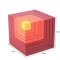 Colorful 10cm wooden rainbow cube blocks for children educational puzzle play set - Cube (Red)