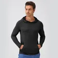 Men's slim fit quick-dry sports hoodie in black for running and training - S / Black