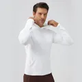 Professional slim-fit men's quick-dry athletic hoodie in solid white for training - S / White