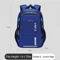 Zaino scolastico blu di grande capacità per ragazzi con indicazioni delle dimensioni - Blu Reale (Bordo Blu / Grande)