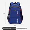 Zaino blu capiente per studenti medie e superiori, 47x32x16cm - Blu Reale (Bordo Rosso / Grande)