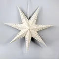 Detailed view of white seven-pointed paper star with gold glitter patterns - White Seven-pointed Star 45cm