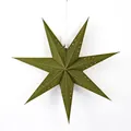 Detailed view of dark green seven-pointed paper star lantern with star-shaped cutouts - Retro Green Seven-pointed Star 45cm