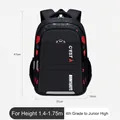 Zaino scuola per ragazzi, ideale per altezza 1,4-1,75m, classi elementari e medie - Nero (Bordo Rosso / Grande)