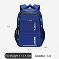 Spacious blue primary school backpack for boys, 42x30x15cm size, fits grades 1-3 - Royal Blue (Blue Trim / Small)