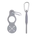 Hebilla portabotellas de silicona gris con mosquetón de metal para senderismo al aire - Clip de Silicona Gris para Botella