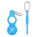 Durable blue silicone water bottle holder buckle with metal carabiner for outdoor hiking - Deep Blue Silicone Bottle Clip