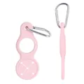 Portable pink silicone water bottle holder with carabiner for outdoor hiking and travel use - Pink Silicone Bottle Clip